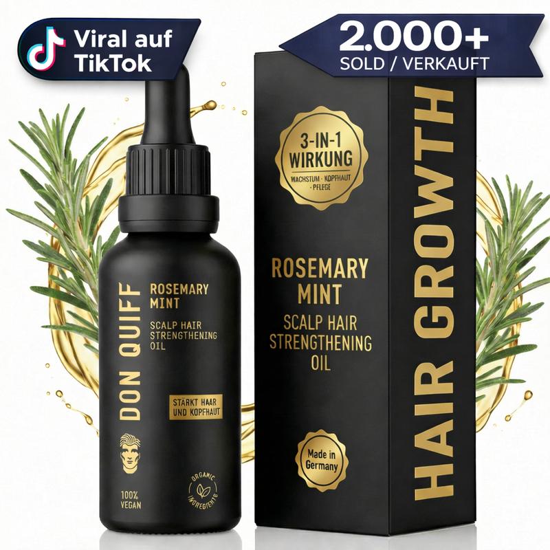 Haar Serum Wachstum und Pflege - PREMIUM Rosmarin+ Haaröl – Bio-zertifiziert, vegan – für gesunden Haar Wuchs mit Jojoba, Argan, Rosmarin & Minze +VITAMIN E – Kopfhautpflege für Frauen & Männer – Made in Germany – 50 ml - DON QUIFF