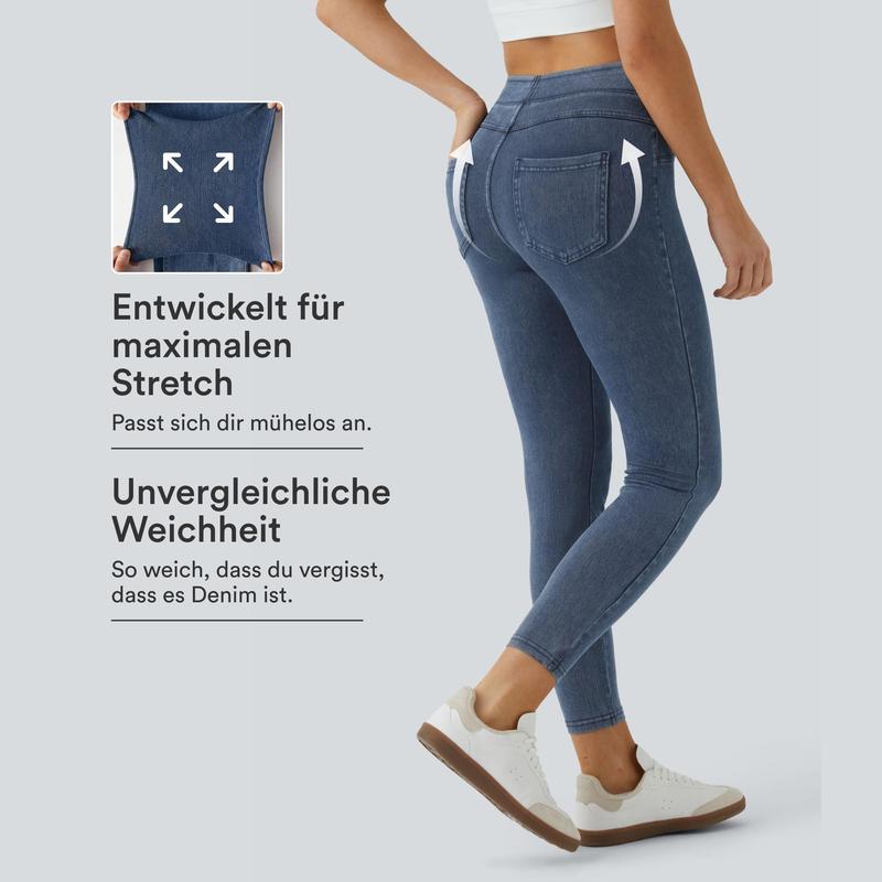 Halara Flex™ Jeans Jeggings aus elastischem Strick-Denim mit hohem Bund und Gesäßtaschen