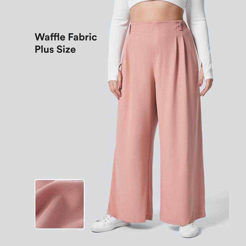 Halara Flex™ Plus-Size-Hose mit hohem Bund, plissierte Seitentaschen und weitem Bein