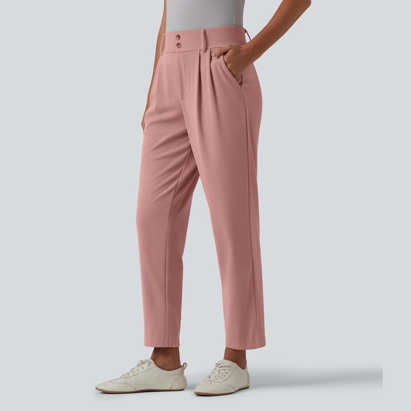 Halara Flex™ - Schmal zulaufende Bürohose mit hohem Bund, Seitentaschen und Waffelstoff