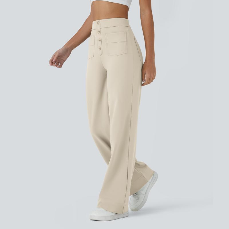 Halara Lässige Stoffhose mit hohem Bund und mehreren Taschen und geradem Bein