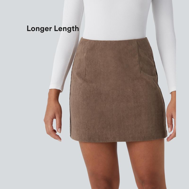 Halara Lässiger 2-in-1 A-Linien-Minirock aus Cord mit hohem Bund und unsichtbarem Reißverschluss