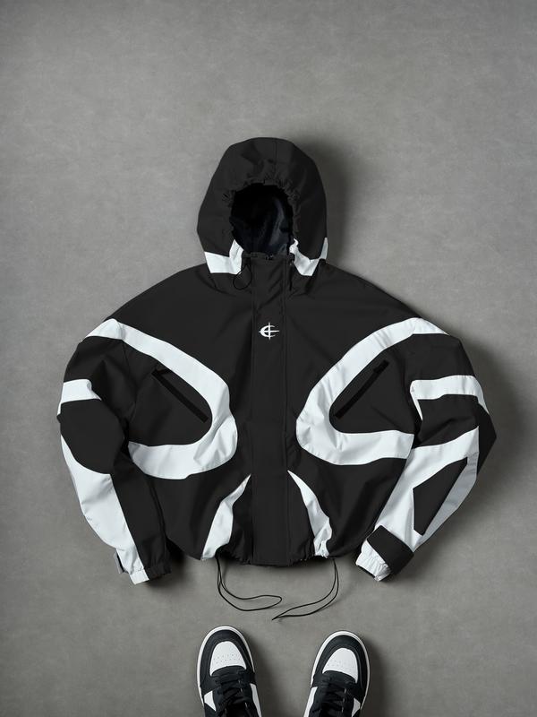 Herren Basecap-Jacke im Streetwear-/Highstreet-Stil mit Patchworkdruck, winddicht; Mode im College-Stil, langärmliges figurbetontes Oberbekleidungsteil für alle Jahreszeiten; lässige sportliche Jacke, stilvoll.