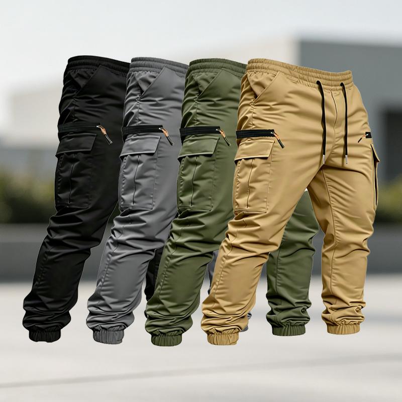 Herren Cargo Hosen in Uni Farbe aus neuem Stoff mit einem Gewicht von 230 Gramm pro Quadratmeter, mit mehreren Taschen und Reißverschlüssen. Langlebige Outdoor Trainingshose in verschiedenen Farben, geeignet für Angeln und Outdoor Aktivitäten.