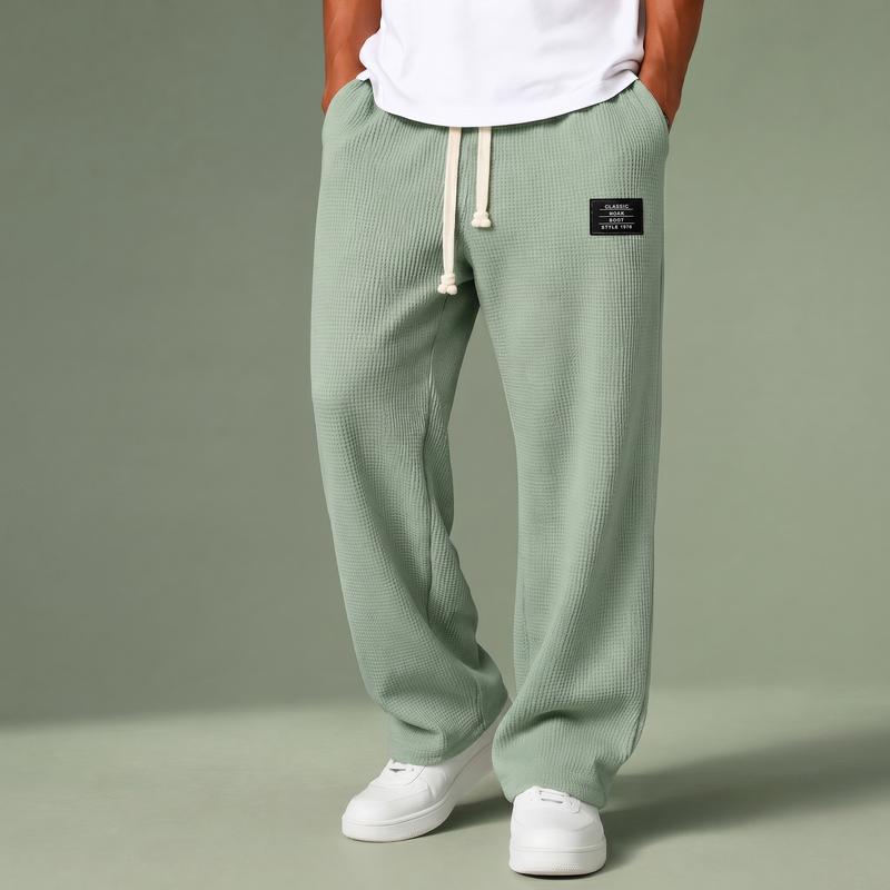 Herrenhose High-End mit Jäckchenstruktur Kordelzugbund weite gerade Passform atmungsaktiv weich und leicht für Frühling und Herbst täglicher Gebrauch städtischer Stil Loungewear-Hose