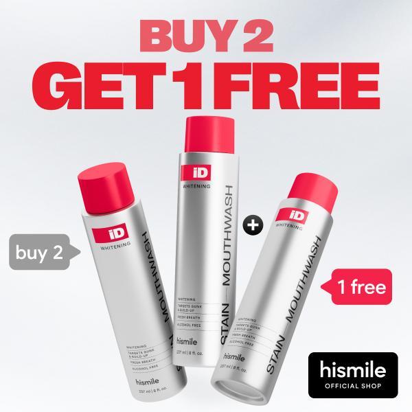 Hismile iD Stain Aufhellendes Mundwasser zur Zahnaufhellung & Atemfrische mit ätherischen Ölen – 3er-Pack