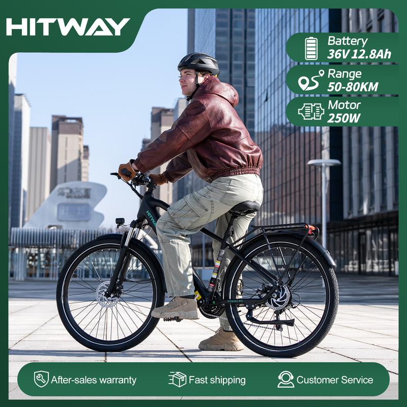 HITWAY E-Bike, Elektrofahrräder 27,5 Zoll, Abnehmbarer 36V 12,8Ah Akku, 250W Motor bis 25 km/h, 50-80 km Reichweite, Pedelec MTB City E-Fahrrad für Erwachsene