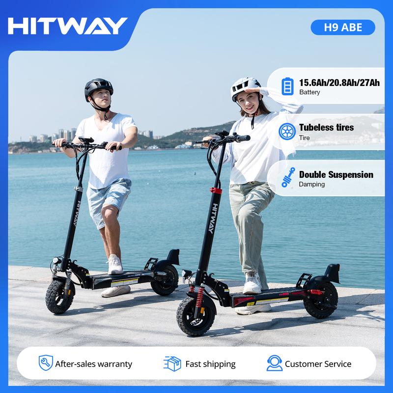 HITWAY H9 E Scooter ABE mit straßenzulassung, 10-Zoll-Faltbarer Elektroroller, Doppelte Stoßdämpfer, Batterie 48V 15.6/20.8/27Ah, 500-W-Motor, Reichweite 70-110KM, Geschwindigkeit 20 km/h, mit APP
