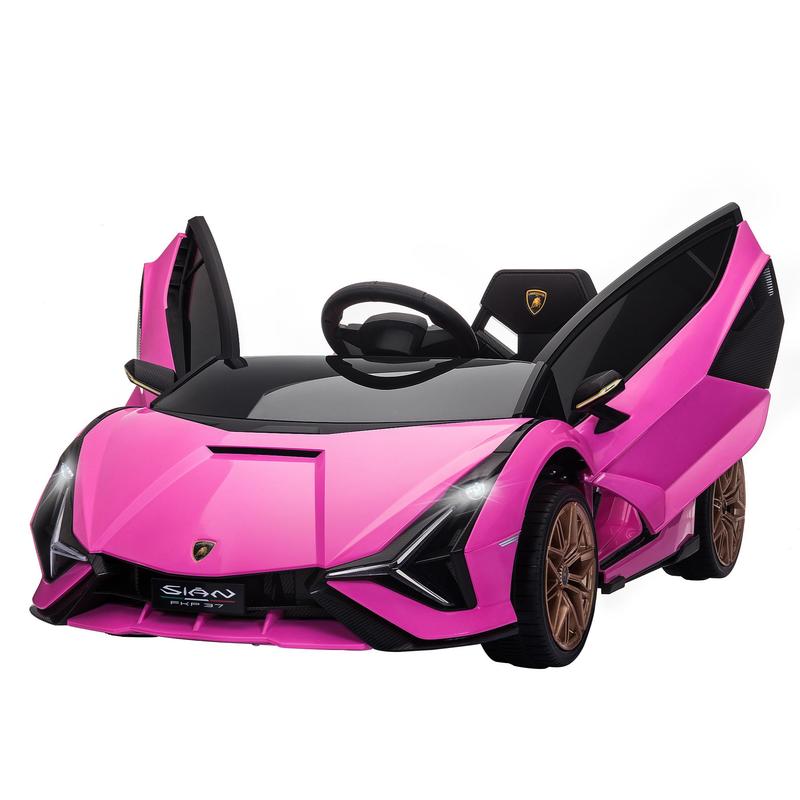 HOMCOM Kinder Elektroauto 12 V Lamborghini SIAN Elektrofahrzeug mit Fernbedienung Musik(MP3/USB) Licht 3-5 Jahre Metall 108 x 62 x 40 cm