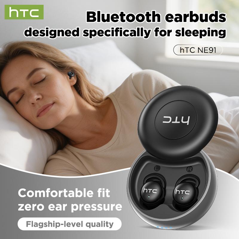 HTC NE91 Sleep Bluetooth Earbuds, Ultra Mini Invisible Wireless TWS Headphones for Sleeping, Zero Ear Pressure Comfort Fit, Flagship Level Quality Noise Isolation Sleep Earphones