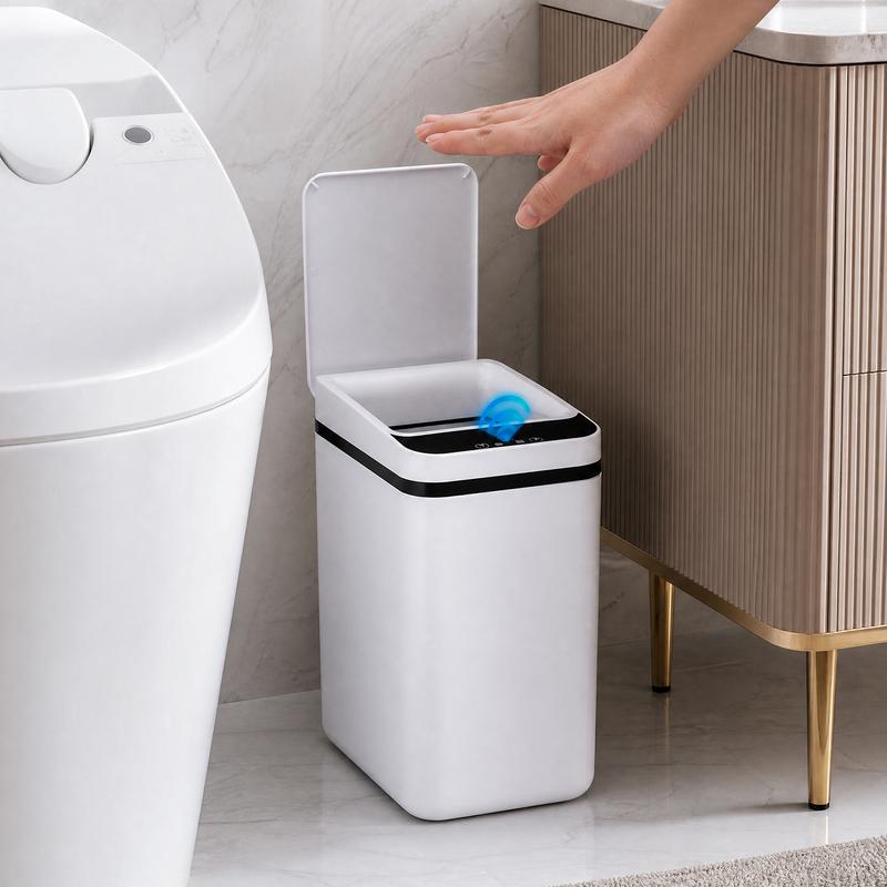 Intelligierter Badezimmer-Mülleimer mit automatischem Sensor – elektronischer, berührungsloser, schmaler Kunststoff-Mülleimer für Bad und Küche