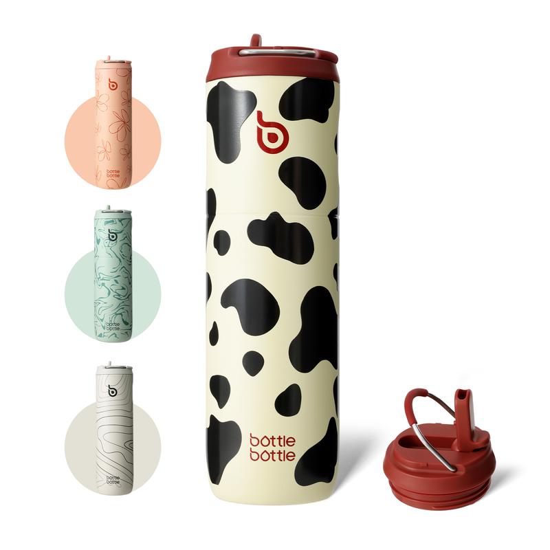 Isolierte Wasserflasche für Männer und Frauen, 700ml (24oz) mit Strohhalm und Deckel, Edelstahl, für Sport, Reisen, Fitnessstudio, Metall