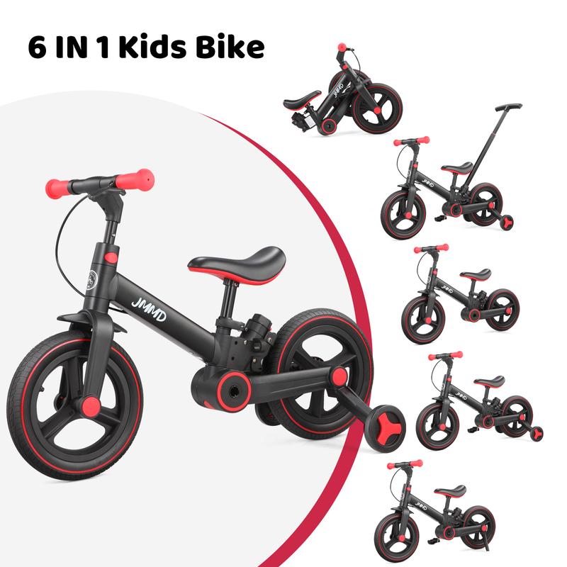 JMMD 6 in 1 Multifunktions Balance Bike für Kinder, mit Trainingsrädern, verstellbaren Fußstützen und | mit Bremsen und Ständer, | erstes Geburtstagsgeschenk für Jungen und Mädchen |