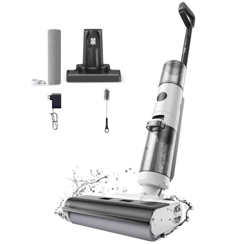 JONR-Akku ED12 Nass- und Trockenstaubsauger, kabelloser Nass- und Trockensauger, Mopp, Kantenreinigungsbürste, 6 mm, selbstreinigend, 850 ml Wassertank, Anti-Verwirrungshaar für Hartböden, Tierhaare