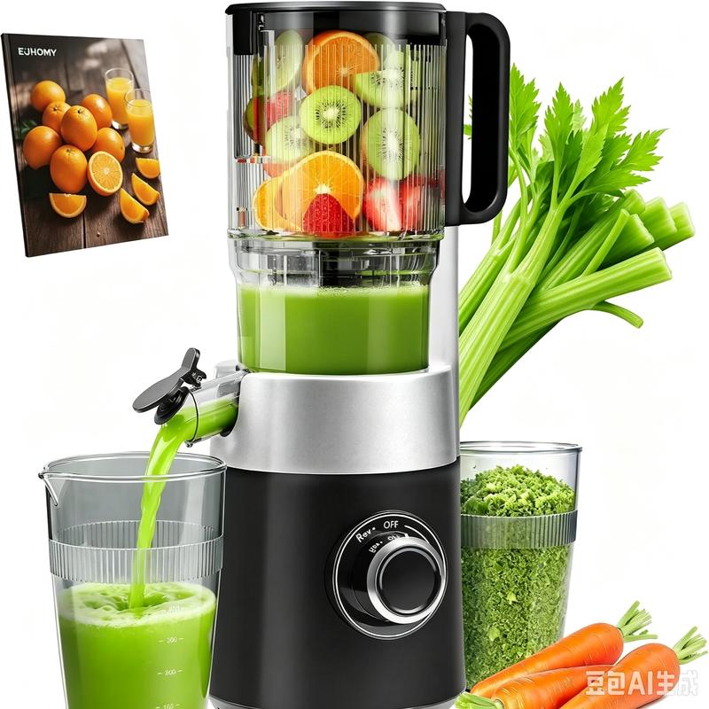 Juicer, Slow Juicer, Juicer Vegetable and Fruit Test Winner with 135 mm Filling Opening 1.8 L Capacity 2 Cups Electric Juicer, Black Silver