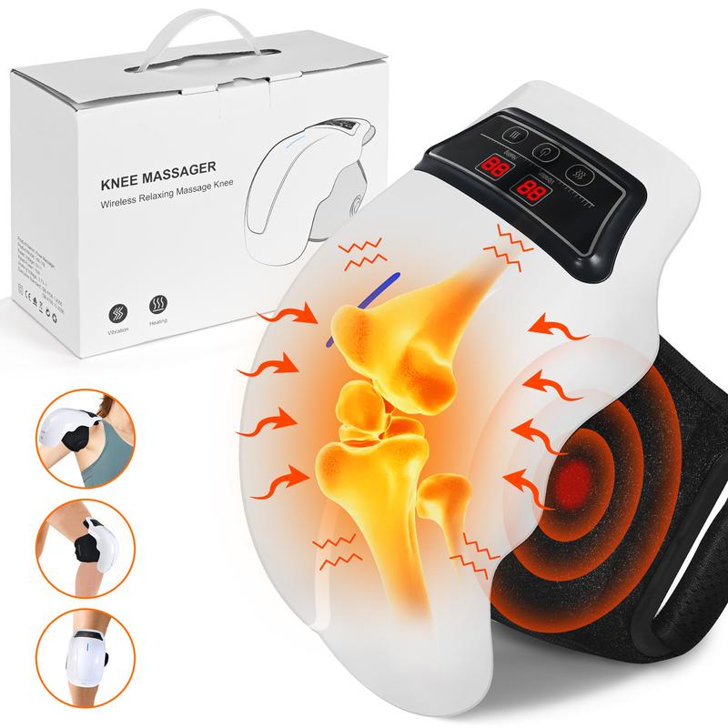 Kabelloser Kniemassierer mit Wärme, 3 Wärmestufen und 3 Vibrationsmodi, per USB aufladbar – ideal als Geschenk