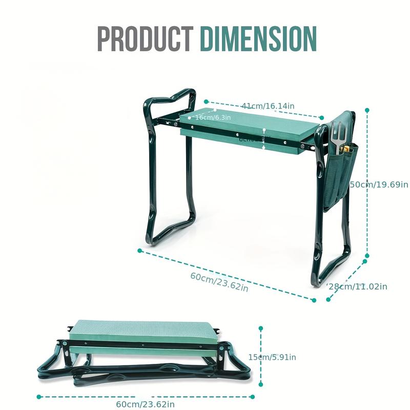 Klappbarer Garten-Kniehocker & Sitz mit Kissen | Stabiler Metallrahmen Outdoor-Hocker | Tragbarer Gartensitz für Jäten, Pflanzen & Gartenarbeit, knieschonend für Knie & Rücken, leicht, platzsparend, ideal für Gartenpflege & Senioren