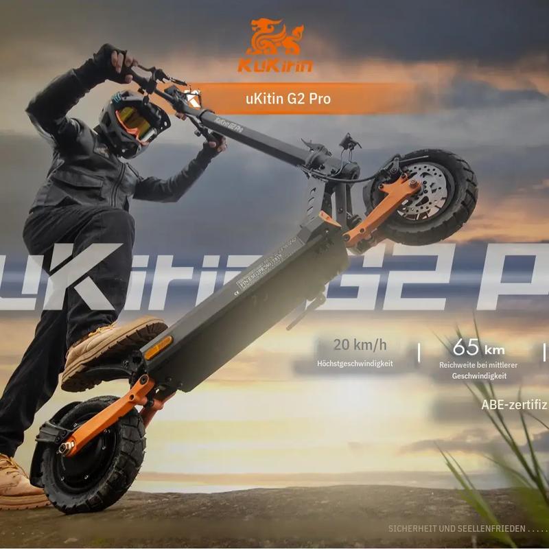 Kukirin G2 – Elektroroller für Erwachsene, leistungsstarker Offroad‑Elektroroller, maximales Leistung von 500 W, 20 km/h, Akku 15 Ah, Reichweite 60 km, 10‑Zoll‑Räder, doppeltes Federungssystem