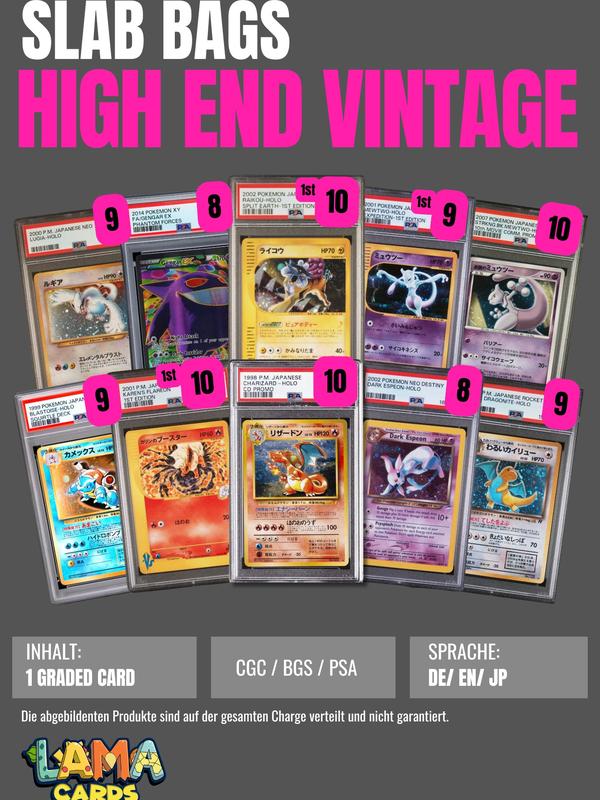 Lamacards Pokemon High END VINTAGE Slab Only Bags Überraschungsartikel