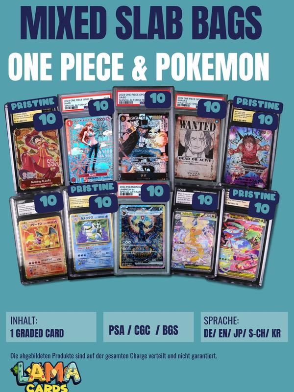 Lamacards Pokemon & One Piece MIXED High Class SLAB ONLY Bags Überraschungsartikel
