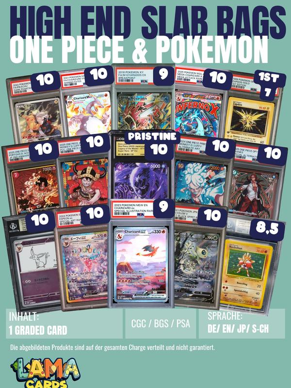 Lamacards Pokemon & One Piece MIXED SLAB Only Bags Überraschungsartikel