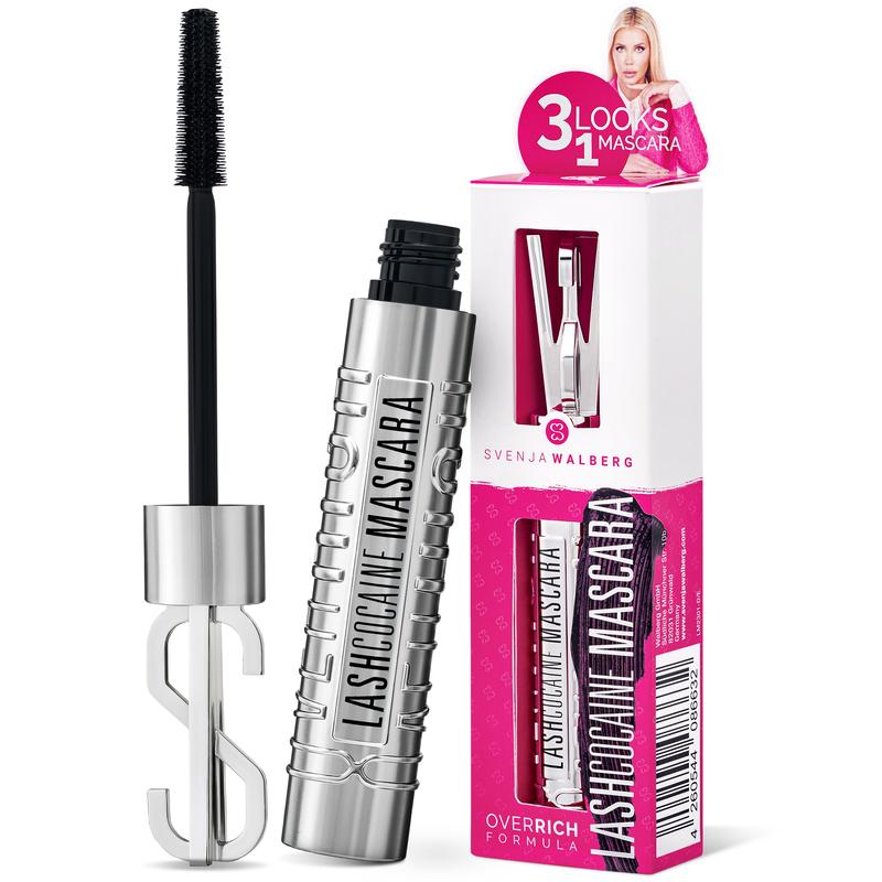LASHCOCAINE OVERRICH MASCARA – NEW 3LOOKS Technology – Wimperntusche unterstützt natürliches Wimpernwachtum - TRENDING BLACK Mascara by Svenja Walberg - WISCHFEST - VEGAN - MADE IN GERMANY
