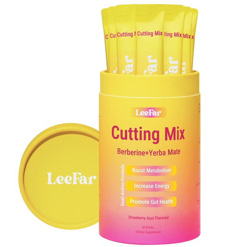 LeeFar Cutting Getränke-Mix mit Berberin, Chrom, 5-HTP und Yerba Mate für Stoffwechsel-Support und Appetitkontrolle - Erdbeer-Açai (30 Portionen)