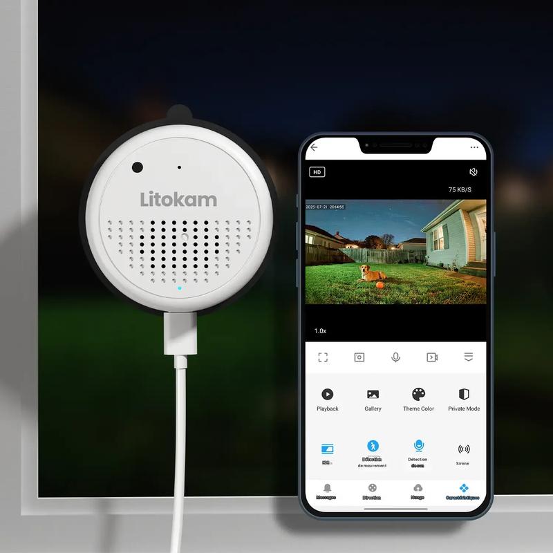 Litokam 2K Fensterkamera mit 5G&2.4GHz, Full Color Nachtsicht, 24/7 Aufzeichnung, WiFi6 Übertragung, einfache Installation, kompatibel mit Alexa, Mini Kamera für Heimüberwachung sicherheitskameras und systeme，Optionale Winkelhalterung im Laden