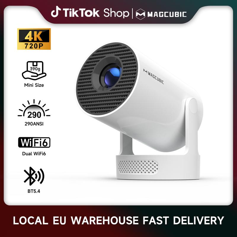 Magcubic HY300Pro+ Projektor 290ANSI Dual WiFi6 4K-Dekodierung BT5,4 Eingebauter Lautsprecher 0.8:1 KurzprojektionWurfverhältnis Native1280x720P Android 11 Allwinner H713 Heimkino Tragbar Mini Schlau Upgraded HY300Pro