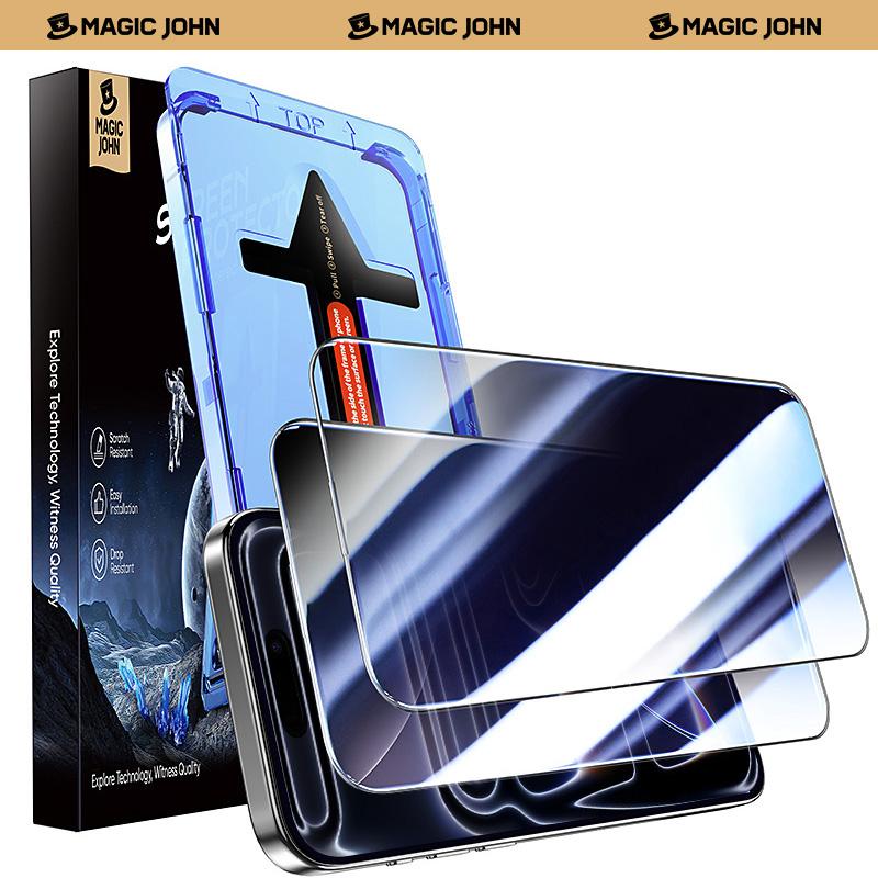 MAGIC JOHN - 2er-Pack Displayschutzfolien für iPhone, Samsung und Google, kristallklar, kratzfest, ultraweiche Berührung, Datenschutz, einfache Installation