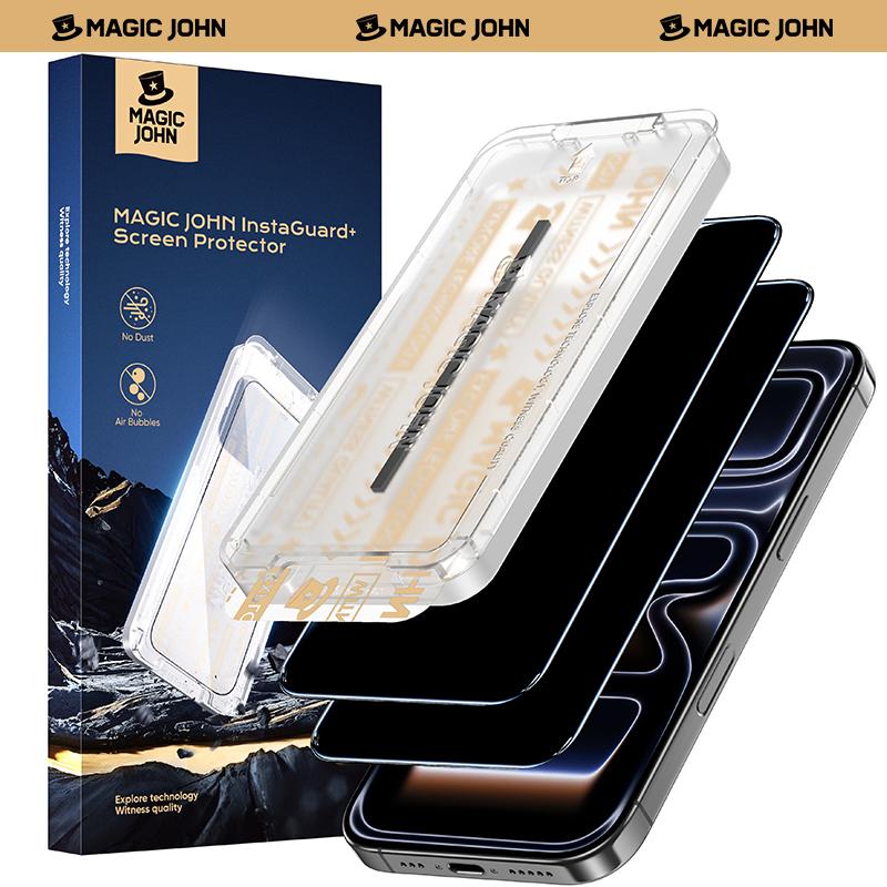 MAGIC JOHN - Premium-Bildschirmschutz, staubdicht, blasenfrei, ultraklar, für iPhone und Samsung