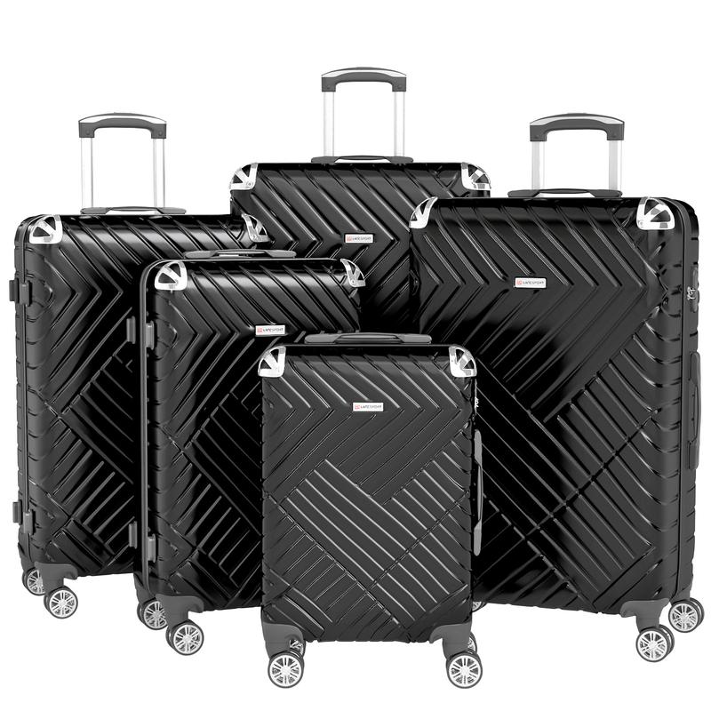 Maxi-Set mit 5 Koffern Ystyle (56.5/71/76/81/86 cm) XXXXXXXXXL! ! !-– Verbessertes leichtes und geräumiges Design, stoßfestes erweiterbares ABS, geräuschlose 360°-Rollene, müheloser Lauf, TSA-Zahlenschloss, inklusive Kulturbeutel, Design in Grün und Braun