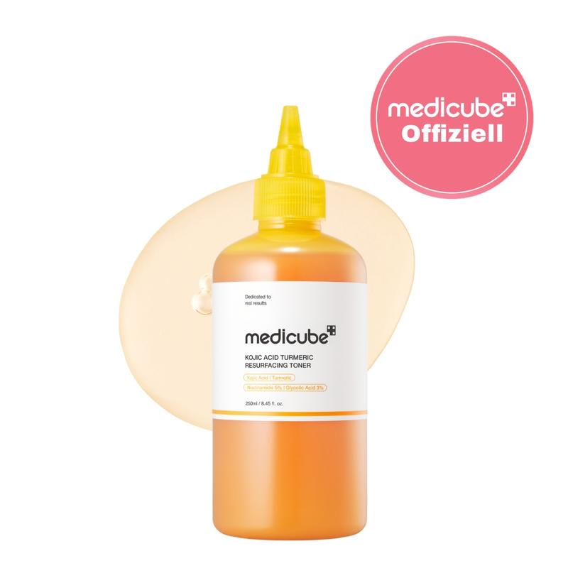 [medicube] Kojisäure Kurkuma Toner für Gesicht & Körper | Täglicher Toner für ungleichmäßigen Hautton & raue Hautstruktur | Mit Niacinamid & Glykolsäure für klare Glass Skin | Koreanische Hautpflege | 250 ml