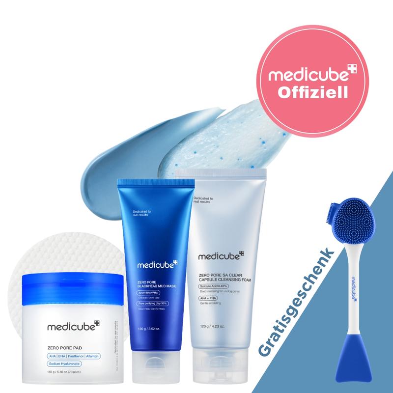 [medicube Offizieller Shop] Poren-perfekt Set | Tiefenreinigende Porenpflege mit Reinigungsschaum, Mud Clay Maske & Peeling-Pads | Reduziert überschüssigen Talg und das Erscheinungsbild von Mitessern | Koreanische Hautpflege