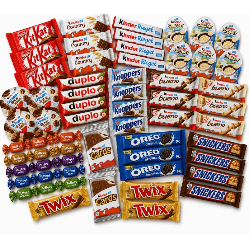 Mega Schokoladen Box/ XXL SCHOKO-BOX/ mit marken Schokolade/ Kinder Schokolade / Vorteils-pack / Geschenkebox/ Büro Naschkiste / Perfekt für jeden/ Über 40 Teile/ Kinder Schokoladen box