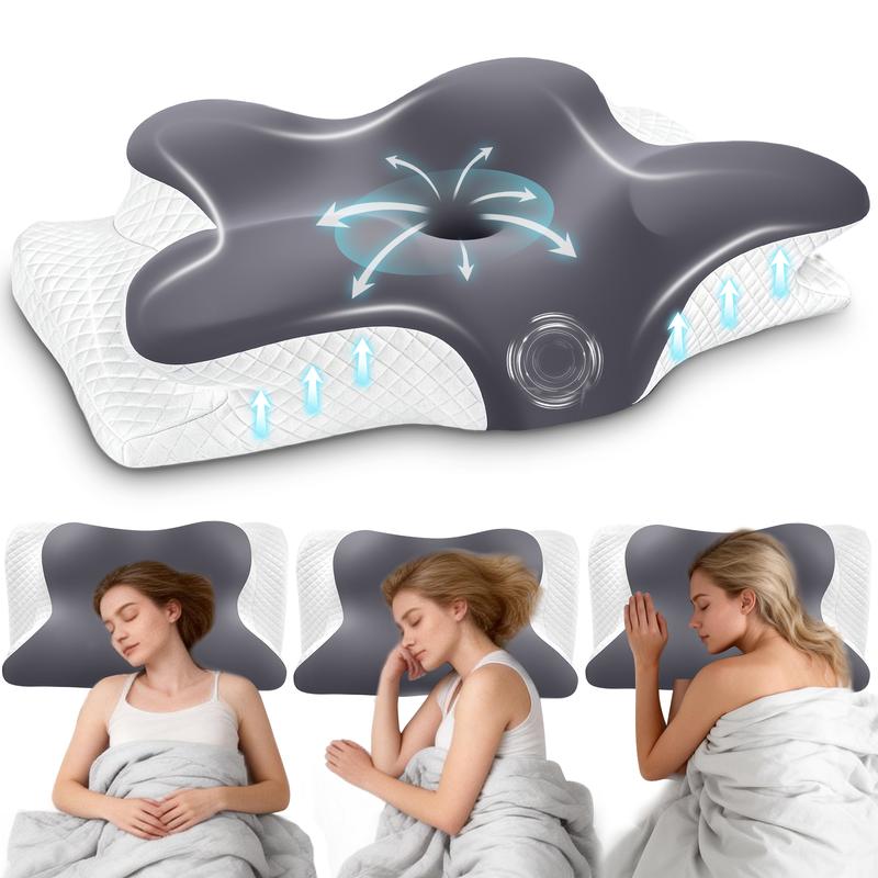 Memory-Schaumkissen, Nackenkissen, Halskissen, ergonomisches Kissen für Seitenschläfer, geeignet für Rücken-, Seiten- und Bauchschläfer, abnehmbarer & waschbarer Überwurf, verstellbares orthopädisches Bettkissen