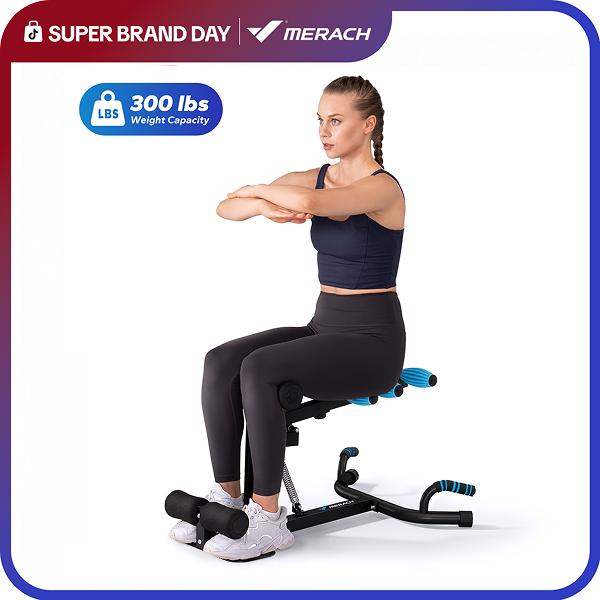 Merach Deep-Squat-Gerät, verstellbares Gluteus-Gerät für Heimtraining & Workout, Sit-up-Gerät für den Bauchmuskelbereich, Bauchmuskelbank, Liegestütze