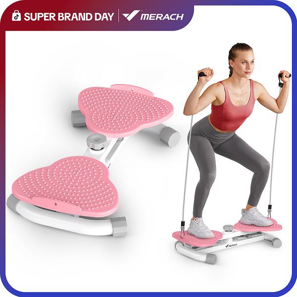 MERACH Hüfttwister, Twist Waist Disc Borad für Frauen, Bauchmuskeltrainer mit 2 Widerstandsbändern für Schlanke Taille & Core-Training, Max 136KG, Geräuschloses Heim-Fitnessgerät