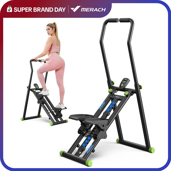 MERACH Stepper mit Lenker, LCD Display, 300 Pfund Kapazität, Klettertrainingsgerät für Workouts, Heimfitnessgeräte für Damen und Herren