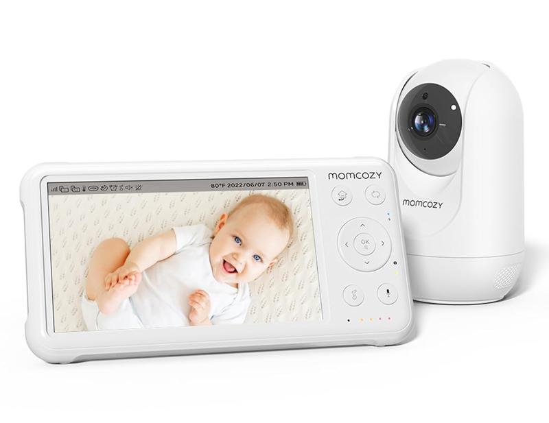 momcozy Babyphone mit Kamera 5 Zoll 1080P HD-Video Babyphone ohne WLAN mit Kamera und Audio 5000 mAh Akku Babyphone, IR-Nachtsicht Weitwinkelobjektiv 2-Wege-Audio Vox-Modus 960 Fuß Reichweite