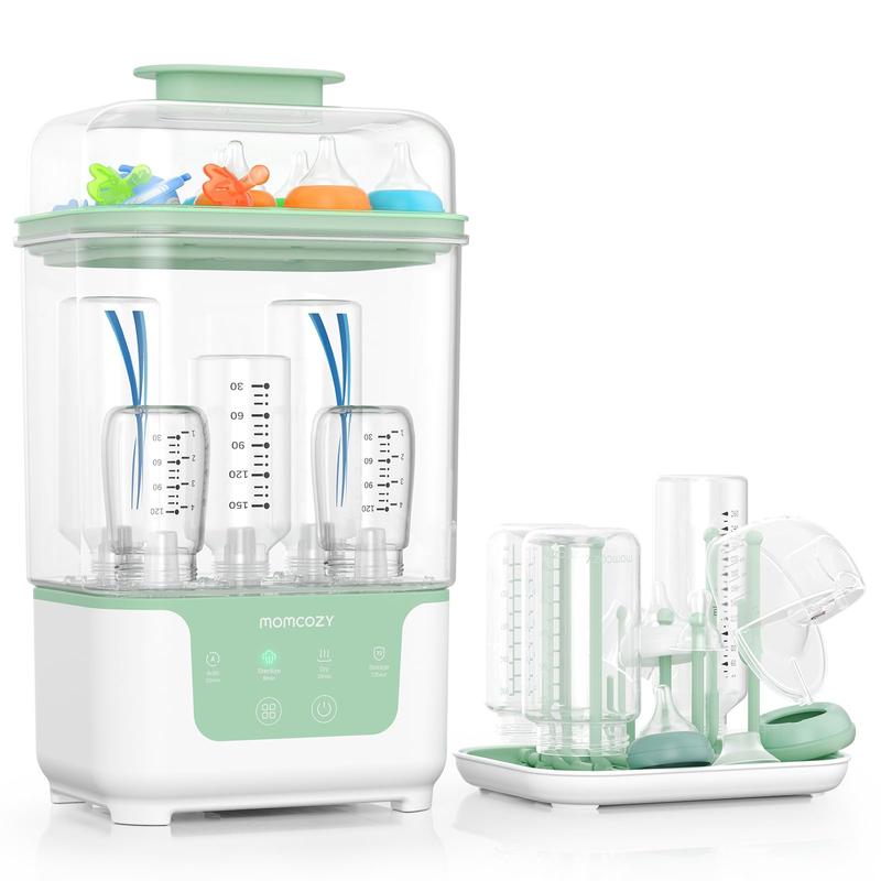 Momcozy Elektrischer Dampfsterilisator & Trockner für Babyflaschen – Platzsparend, 6 Flaschen Kapazität, 4-in-1 Kompaktgerät für Babyflaschen, Milchpumpen-Zubehör, inklusive Trocknungsgestell