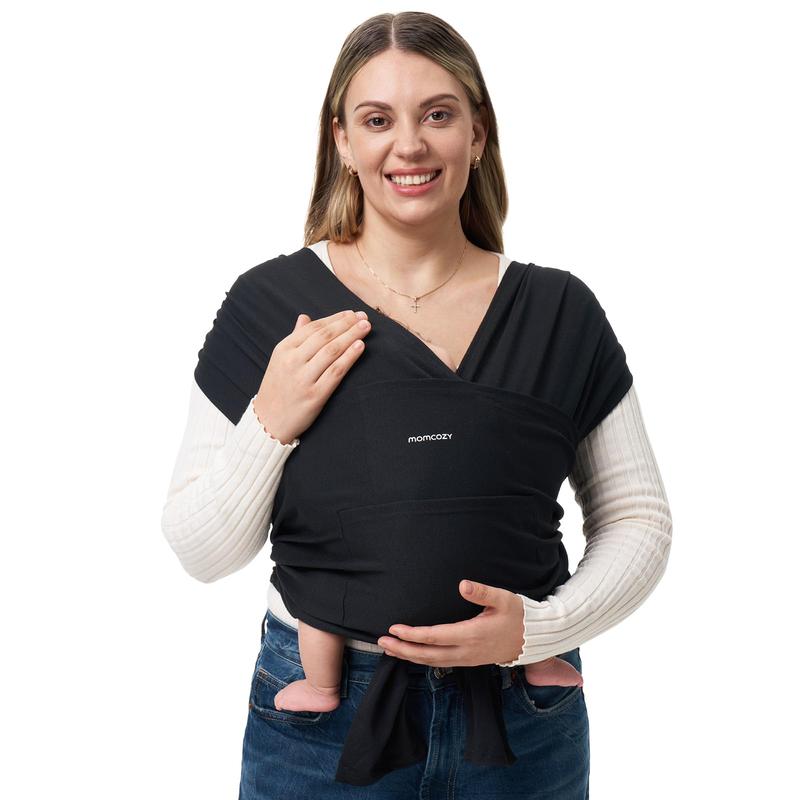 Momcozy Tragebett für Säuglinge – Einfach anzupassender Ringtrage, atmungsaktive freihandliche Wicklung – verstellbarer Tragebett von 3,6 kg bis 15 kg (Schwarz)