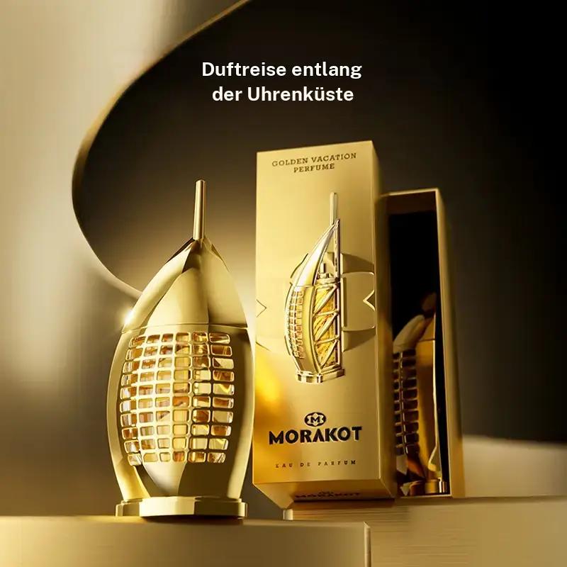 MORAKOT – Inspiriert von Burj Al Arab Reiseparfum vergoldet – Frische Zitrusnoten, marine Amber und holzig-vanillige Noten | Wasseriges Eau de Parfum Unisex, 75 ml