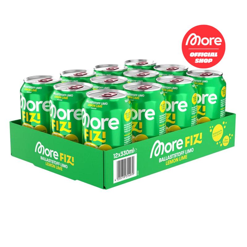 More Nutrition FIZI Ballaststoff-Limonade ohne Zucker – Erfrischende Limo mit 10 g Ballaststoffen, SatisFibe Formel, 330 ml