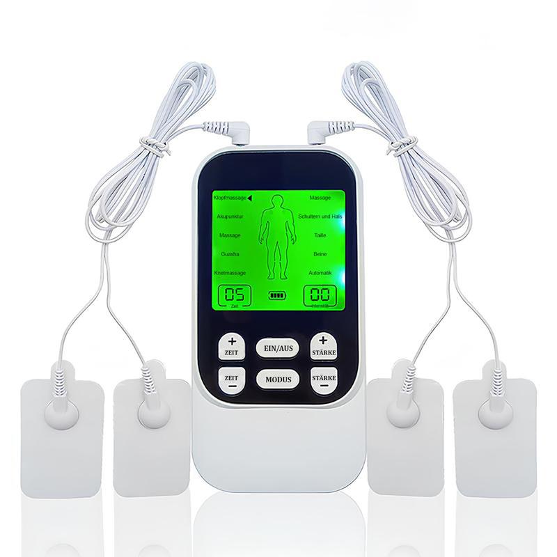 Muskelstimulator mit 10 Modi, 2 Kanälen und 30 Intensitätsstufen. Kompakt & wiederaufladbar, für Rücken, Nacken und Schultern, inkl. 4 Elektrodenpads.