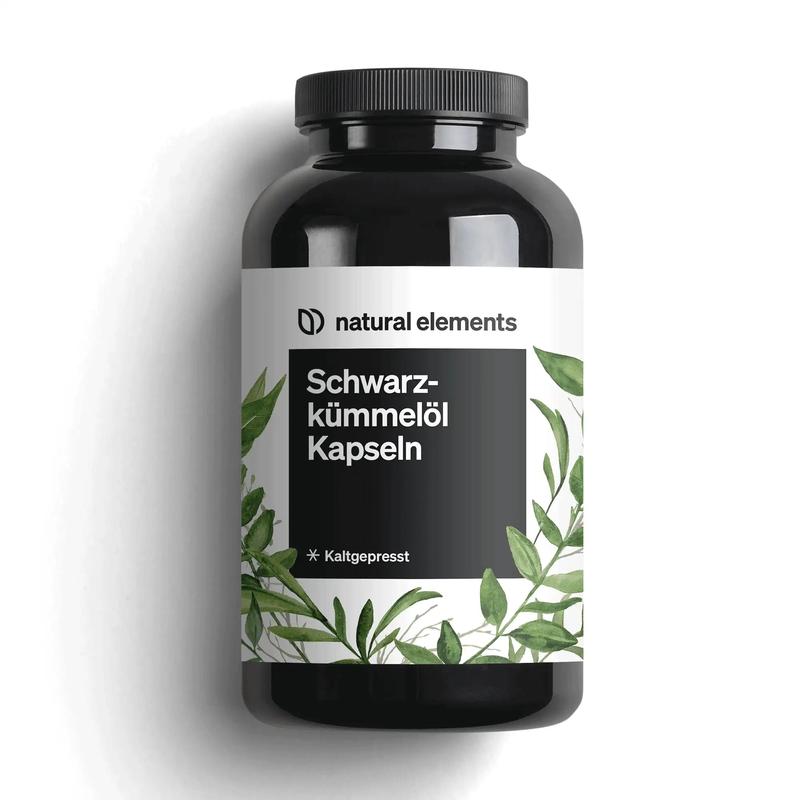 natural elements Schwarzkümmelöl (original Nigella sativa) – 400 Kapseln im 6-Monats-Vorrat – 1.000mg echtes Schwarzkümmelöl/Tag – kaltgepresst, naturbelassen