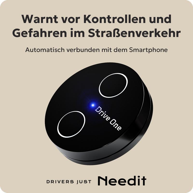Needit Drive One 2 Warnt vor Kontrollen und Gefahren im Straßenverkehr, LED-Display wird automatisch aktiviert, Daten von BlitzerApp mit 5 Mio. aktiven Nutzern