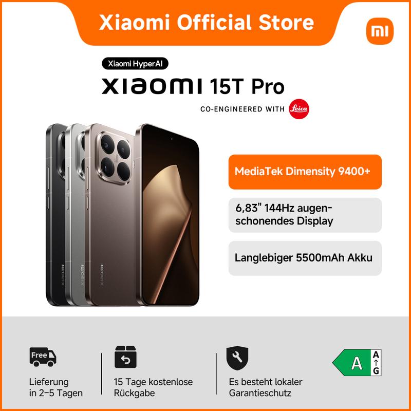NEU | Xiaomi 15T Pro | Leica 5x Pro Teleobjektiv, Augenschonendes 6,83-Zoll-Display mit 144Hz, Xiaomi 3D IceLoop System