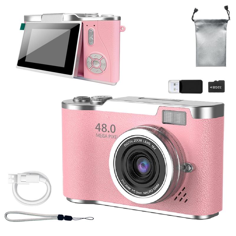 Neue Kamera mit faltbarem Display für Studenten, Retro-CCD-Kamera, Einsteiger-Digitalkamera mit Spielen und mehreren Filterfunktionen, inklusive Kameratasche und Speicherkarte, geeignet für Studenten und Anfänger, Taschenkamera