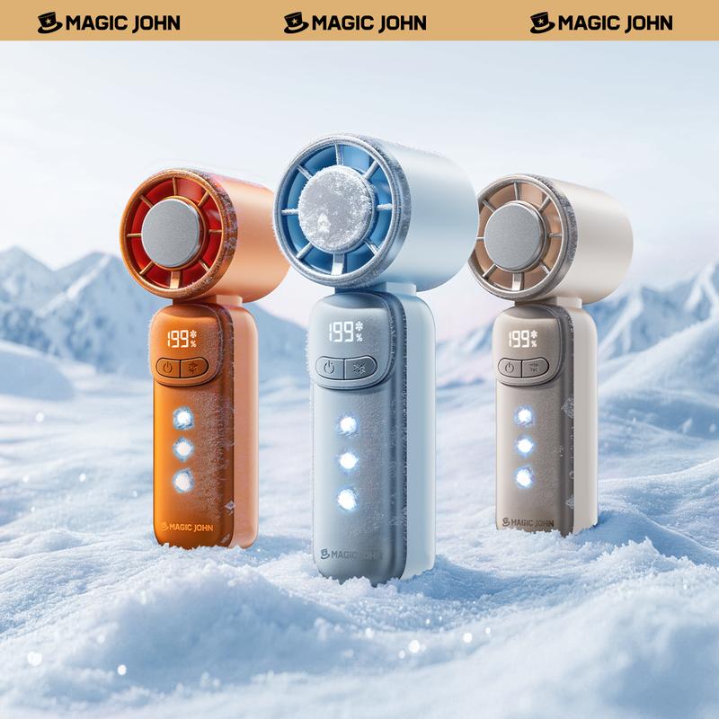 Neuer MAGIC JOHN Mini-Handventilator – Präzisionsregelung mit 199 Geschwindigkeiten, Eiskühlfunktion, LED-Display, tragbarer Ventilator in Taschengröße für Reisen, Sommer, Konzerte und Pendeln
